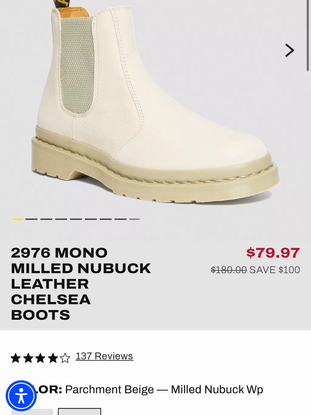 Dr. Martens Parchment Beige Chelsea Boots